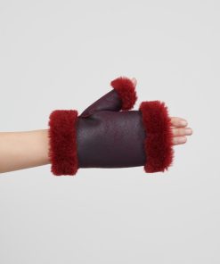 Tilbehor Jakke | Sandy Faux Shearling Handsker Burgundy