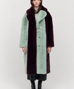 Toj Jakke | Katie Coat Burgundy And Mint Stripe