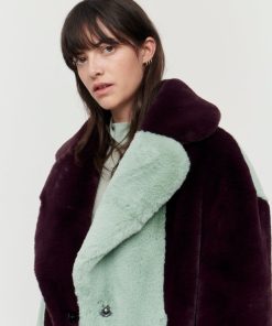 Toj Jakke | Katie Coat Burgundy And Mint Stripe