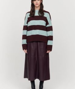 Toj Jakke | Heidi Jumper Bourgogne Og Mint Stripe