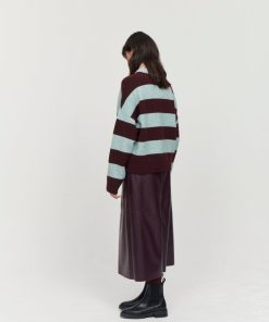 Toj Jakke | Heidi Jumper Bourgogne Og Mint Stripe