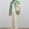 Toj Jakke | Rita Faux Fur Coat Green Stripe