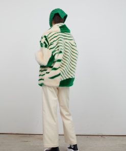 Toj Jakke | Rita Faux Fur Coat Green Stripe