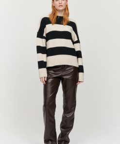 Toj Jakke | Heidi Jumper Sort Og Creme Stripe