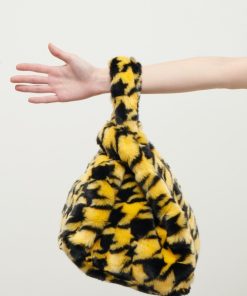 Toj Jakke | Bertha Faux Fur Taske Citron Dogtooth