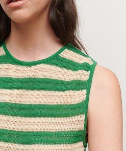 Toj Jakke | Fay Knit Vest Green Stripe