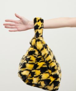 Tilbehor Jakke | Bertha Faux Fur Taske Citron Dogtooth